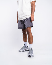 METALLIC NYLON SHORTS [GUN METAL]