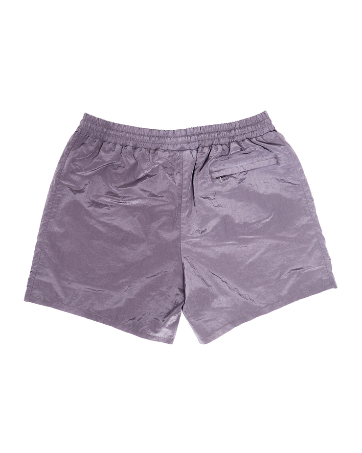 METALLIC NYLON SHORTS [GUN METAL]