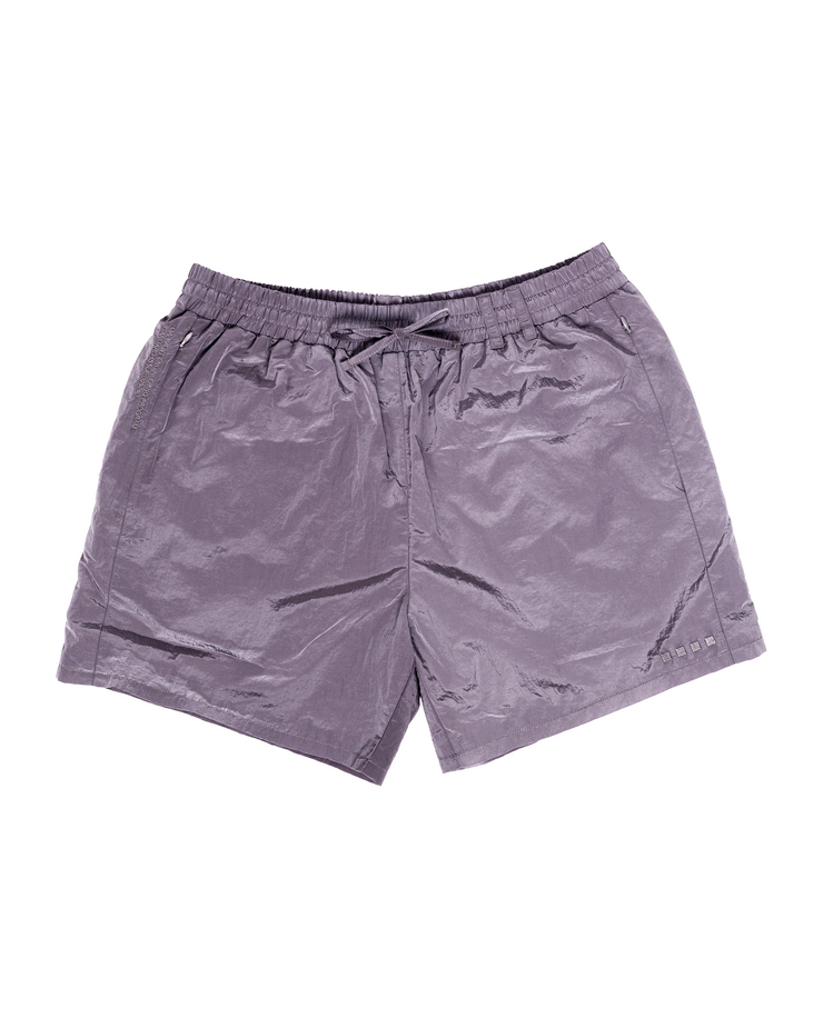 METALLIC NYLON SHORTS [GUN METAL]